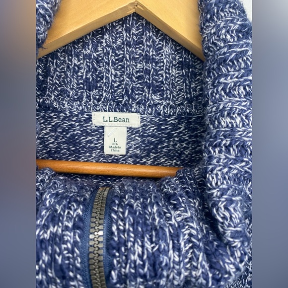 Vintage L.L. Bean Navy Blue Marled Cardigan Zip Up Sweater With 100% Cotton - Picture 12 of 17
